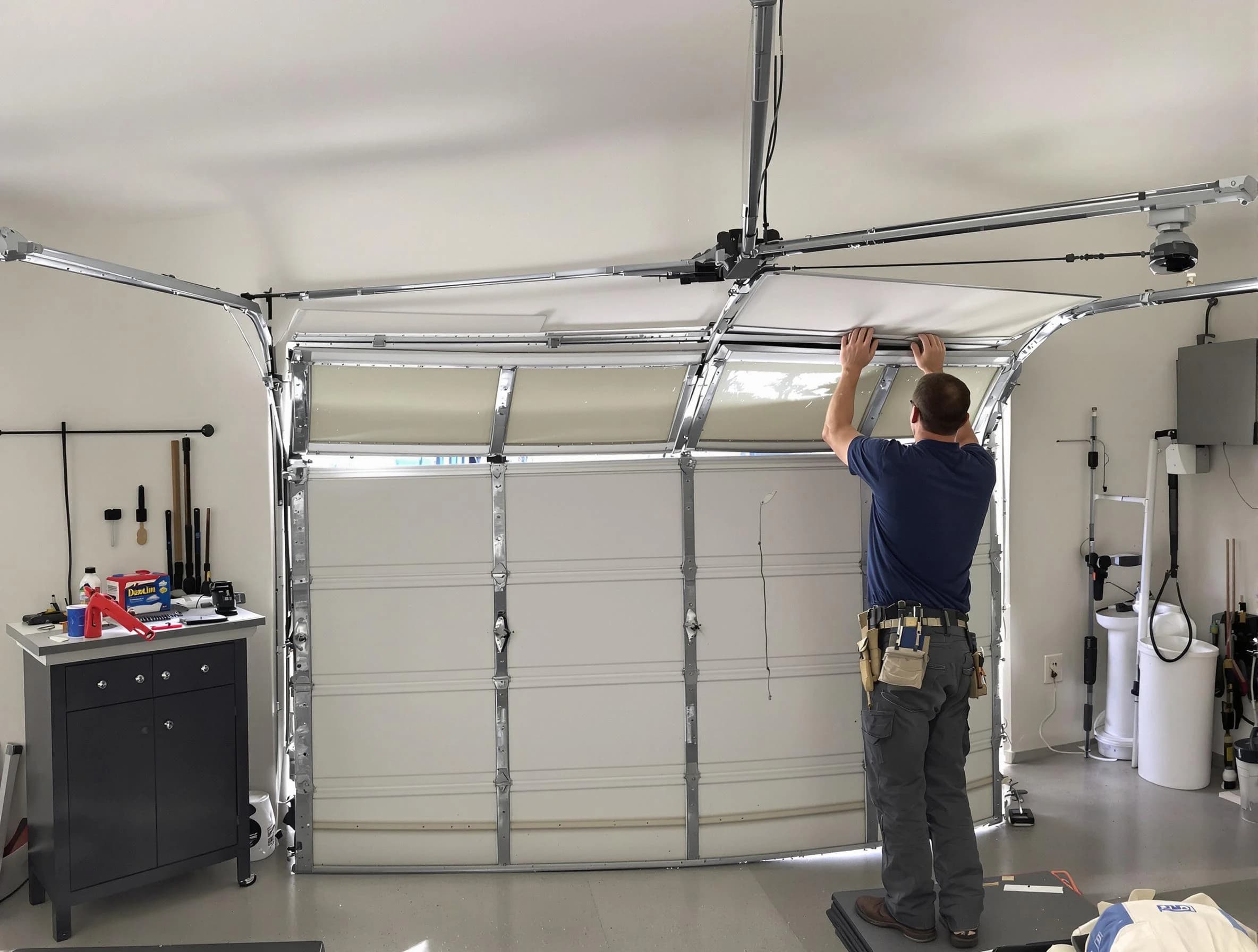 Bethel Acres Garage Door Repair specialist performing precise section replacement on Bethel Acres garage door