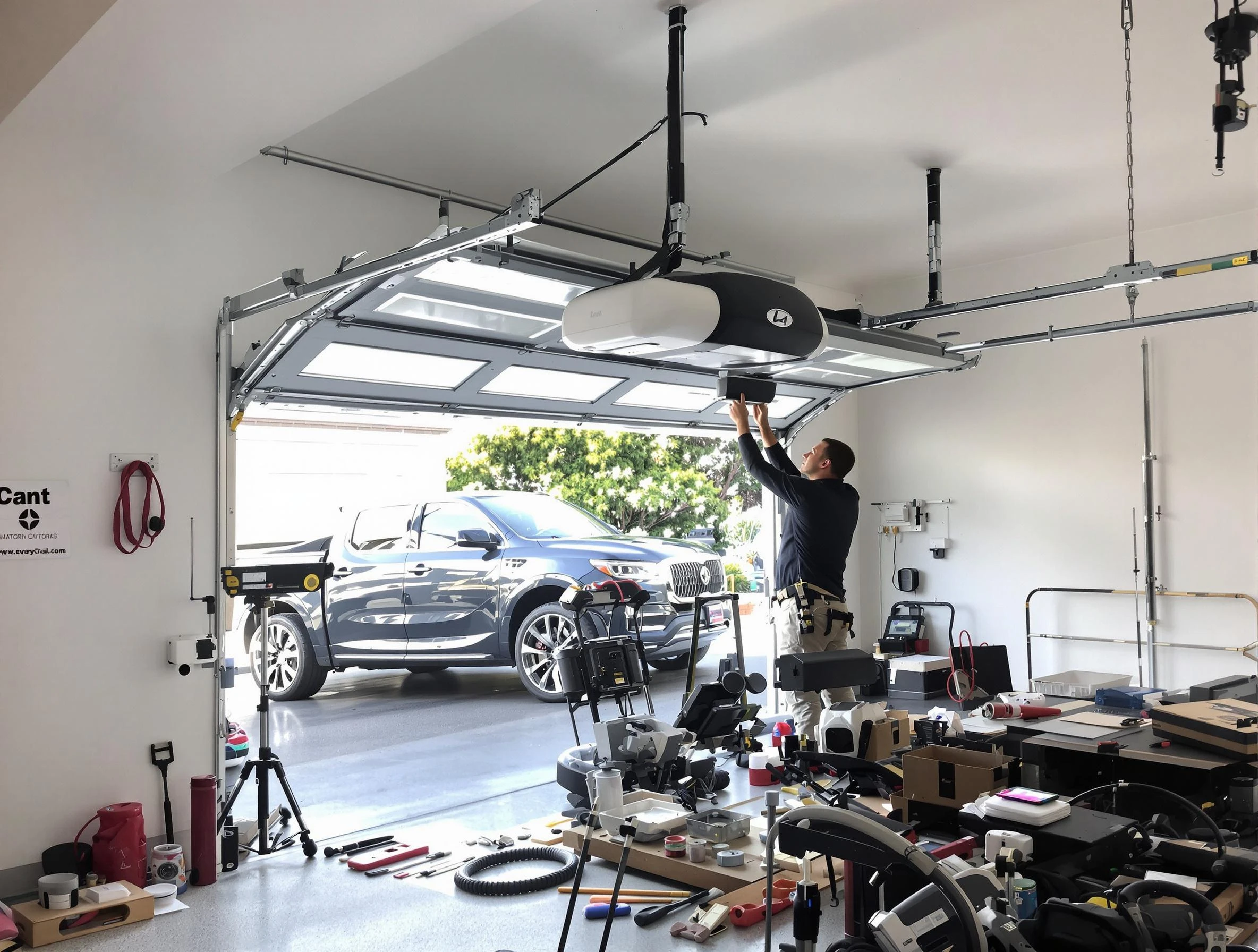 Bethel Acres Garage Door Repair specialist installing smart garage door opener system in Bethel Acres home